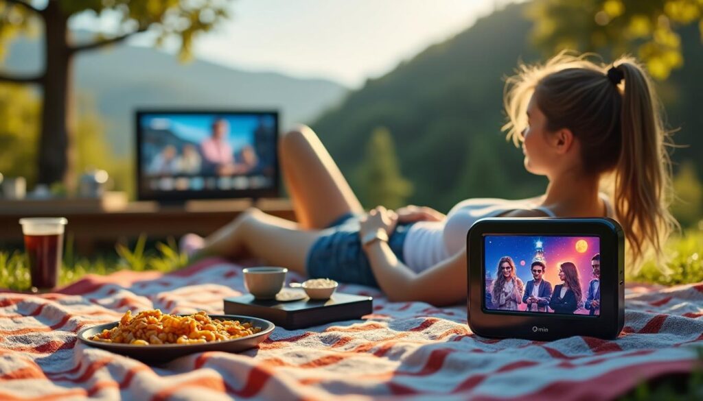 découvrez la mini tv nomade 5'' : l'accessoire idéal pour le binge-watching où que vous soyez, même sans connexion internet. profitez de vos séries et films préférés en toute liberté avec un écran compact et léger !